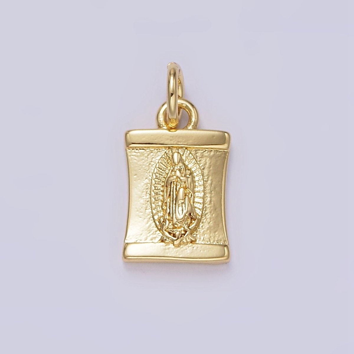 14K Gold Filled Lady Guadalupe Mother Mary Religious Lined Curved Charm | N1098 - DLUXCA