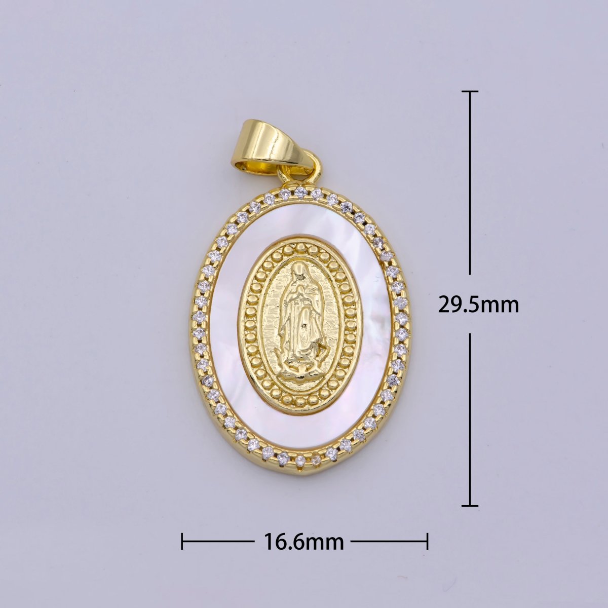 14k Gold Filled Lady Guadalupe Pearl Pendant Micro Pave Charm for Religious Necklace Jewelry Supply N-1433 - DLUXCA
