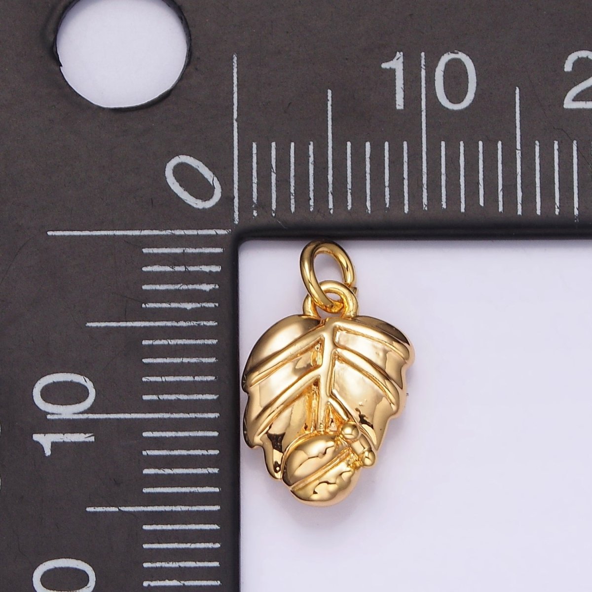 14K Gold Filled Ladybug Palm Leaf Add-On Charm | N-1768 - DLUXCA