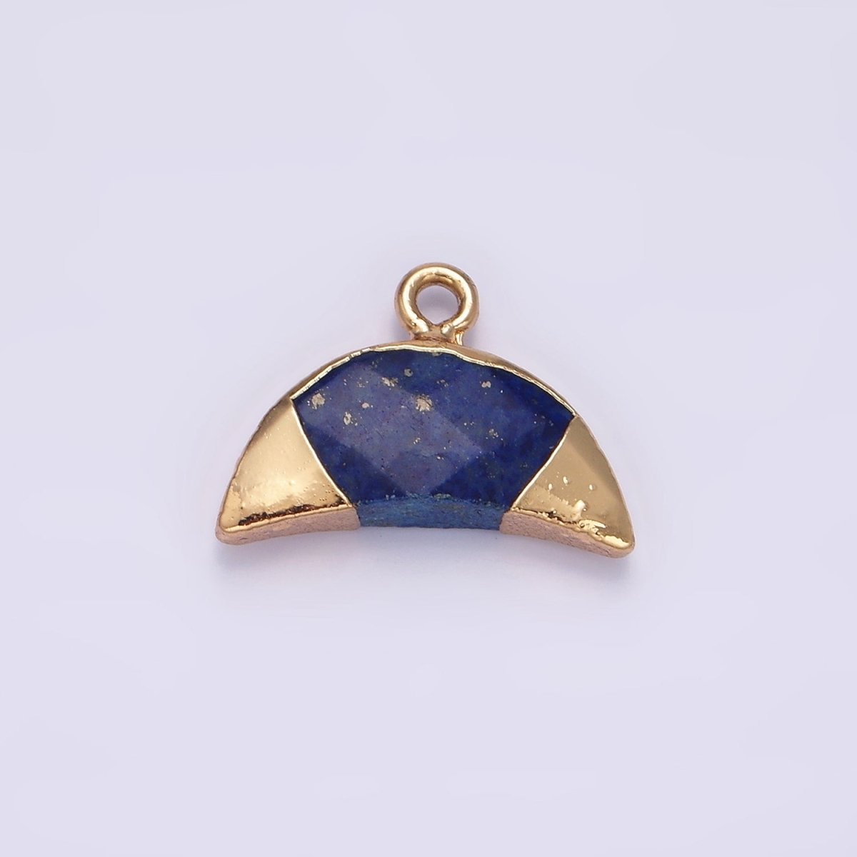 14K Gold Filled Lapis Lazuli, Amazonite, Rose Quartz, Howlite Crescent Horn Foiled Charm | N1745 - N1748 - DLUXCA