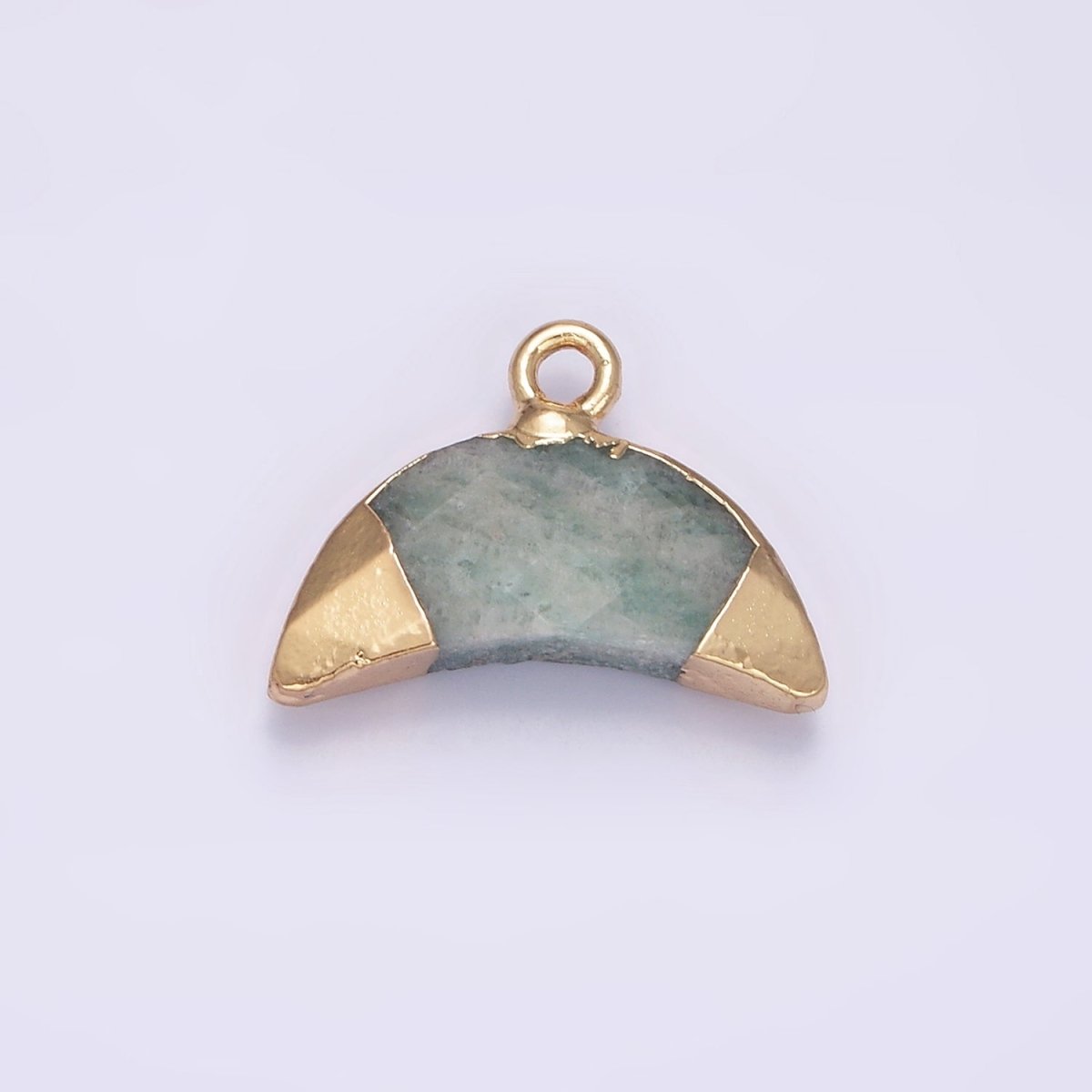 14K Gold Filled Lapis Lazuli, Amazonite, Rose Quartz, Howlite Crescent Horn Foiled Charm | N1745 - N1748 - DLUXCA