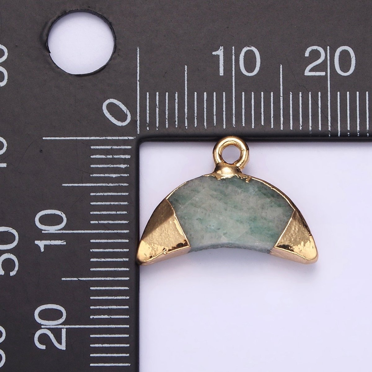 14K Gold Filled Lapis Lazuli, Amazonite, Rose Quartz, Howlite Crescent Horn Foiled Charm | N1745 - N1748 - DLUXCA