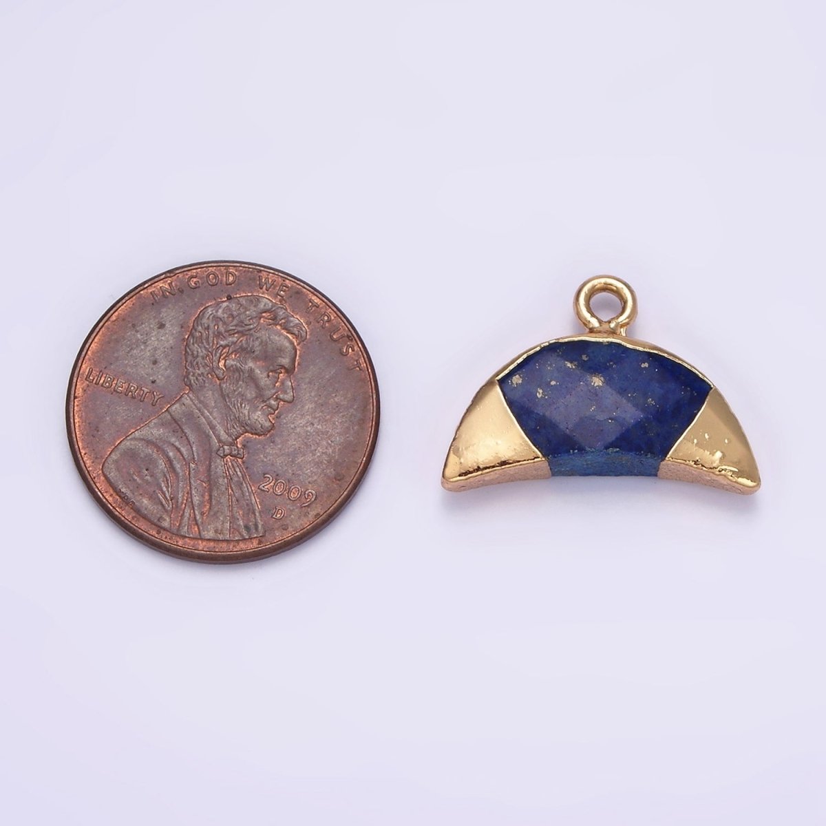 14K Gold Filled Lapis Lazuli, Amazonite, Rose Quartz, Howlite Crescent Horn Foiled Charm | N1745 - N1748 - DLUXCA