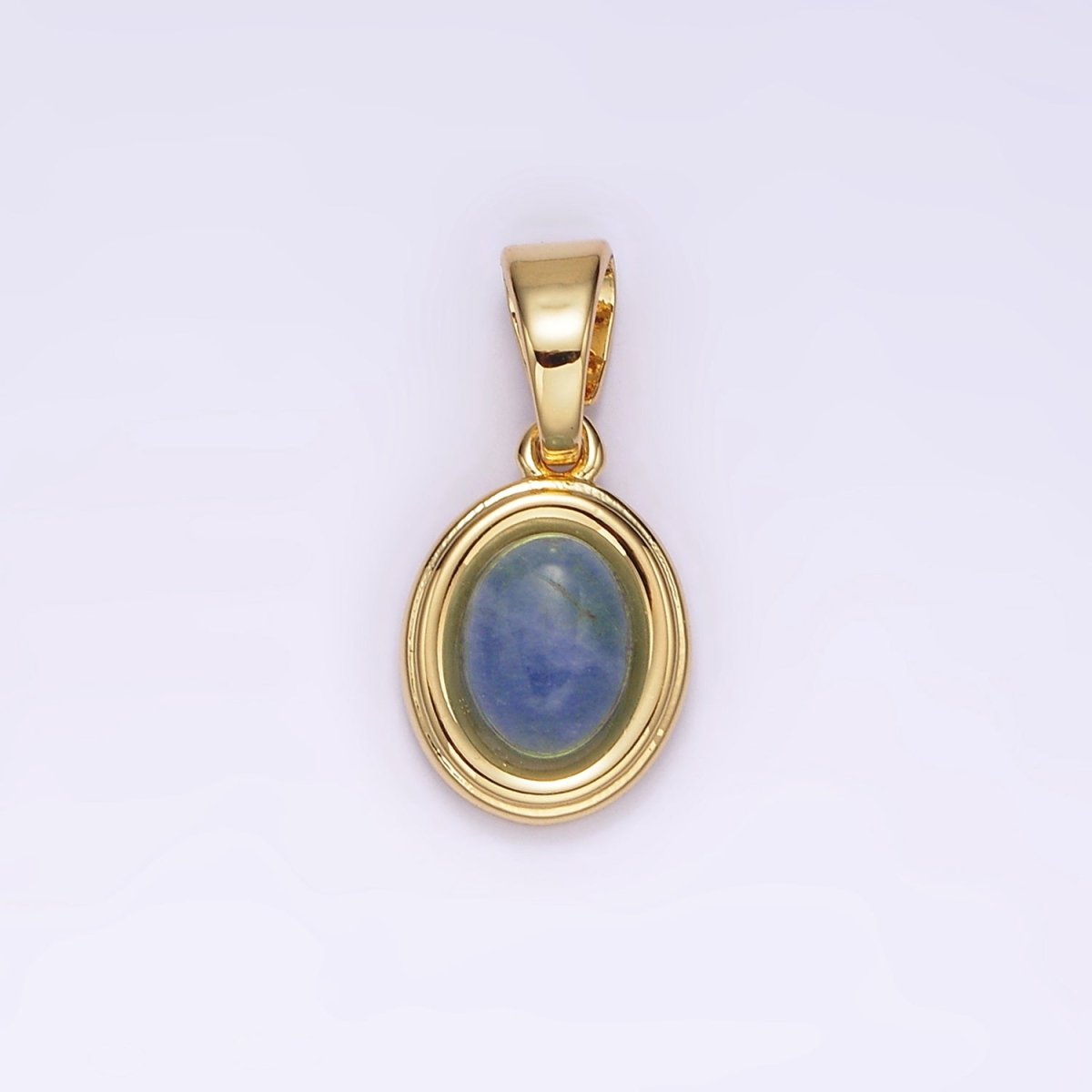 14K Gold Filled Lapis Lazuli, Peridot, Green Kyanite, Blue Agate, Sunstone, Pink Opal Bezel Oval Pendant | N1847 - N1852 - DLUXCA