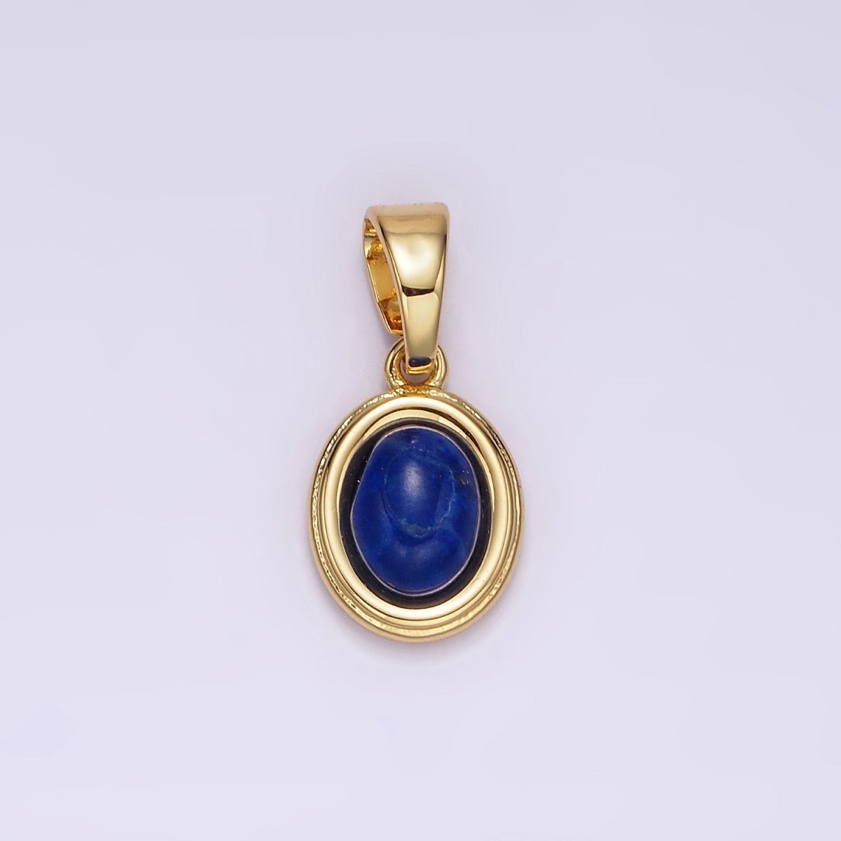 14K Gold Filled Lapis Lazuli, Peridot, Green Kyanite, Blue Agate, Sunstone, Pink Opal Bezel Oval Pendant | N1847 - N1852 - DLUXCA