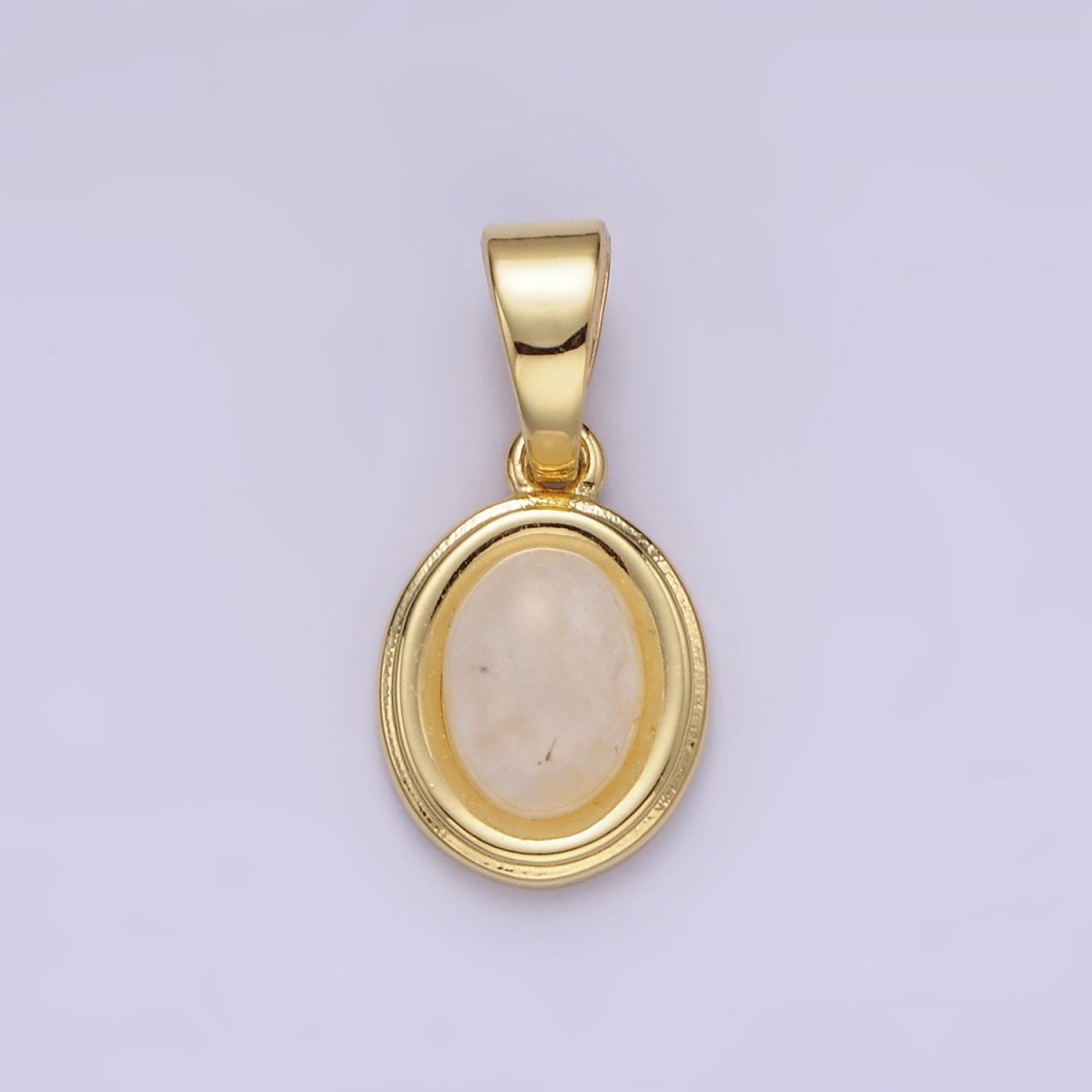 14K Gold Filled Lapis Lazuli, Peridot, Green Kyanite, Blue Agate, Sunstone, Pink Opal Bezel Oval Pendant | N1847 - N1852 - DLUXCA