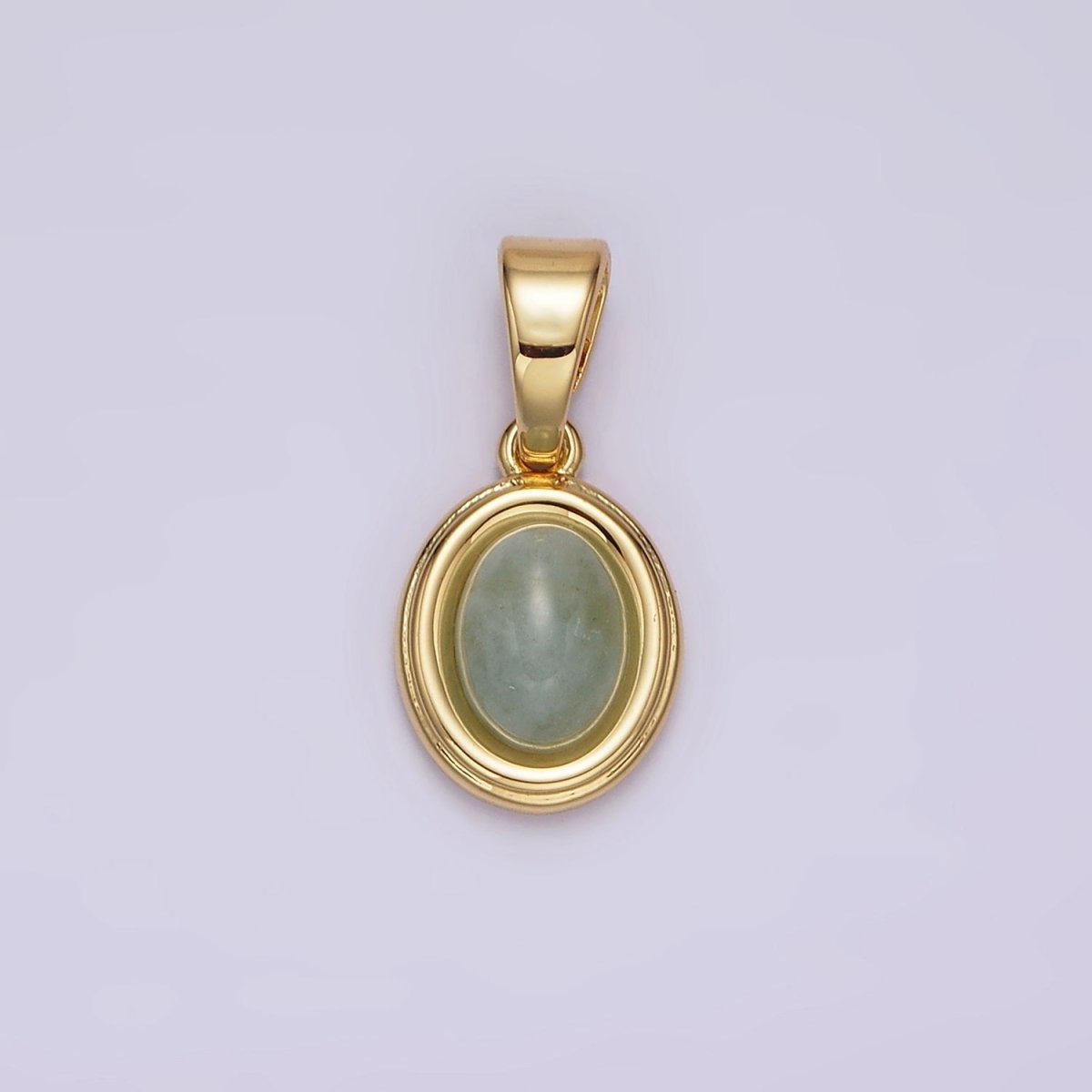 14K Gold Filled Lapis Lazuli, Peridot, Green Kyanite, Blue Agate, Sunstone, Pink Opal Bezel Oval Pendant | N1847 - N1852 - DLUXCA