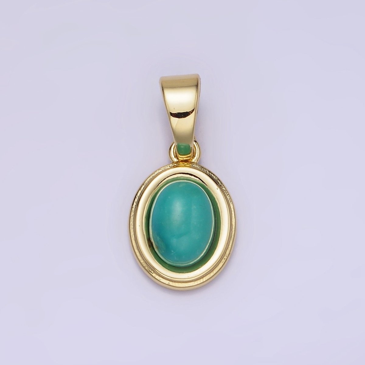 14K Gold Filled Lapis Lazuli, Peridot, Green Kyanite, Blue Agate, Sunstone, Pink Opal Bezel Oval Pendant | N1847 - N1852 - DLUXCA