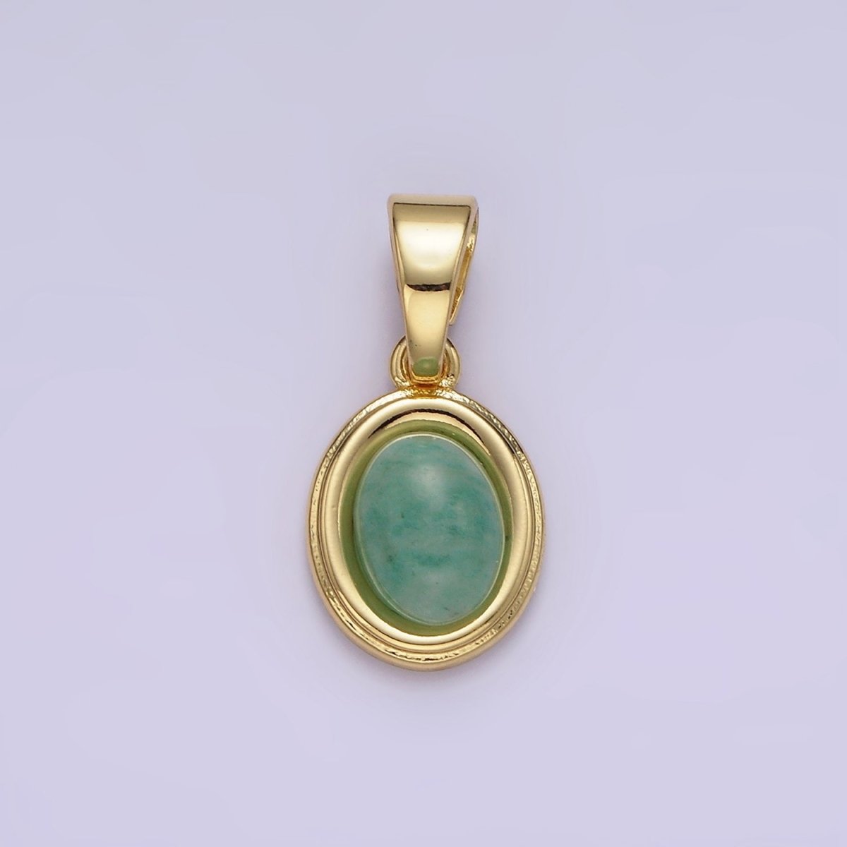 14K Gold Filled Lapis Lazuli, Peridot, Green Kyanite, Blue Agate, Sunstone, Pink Opal Bezel Oval Pendant | N1847 - N1852 - DLUXCA