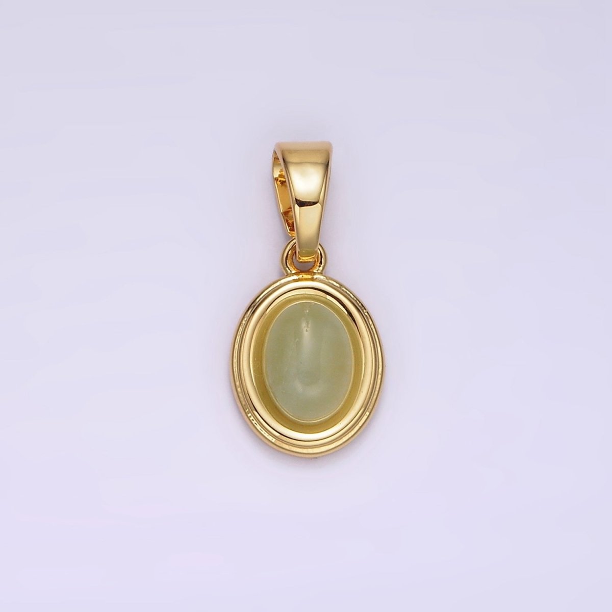 14K Gold Filled Lapis Lazuli, Peridot, Green Kyanite, Blue Agate, Sunstone, Pink Opal Bezel Oval Pendant | N1847 - N1852 - DLUXCA