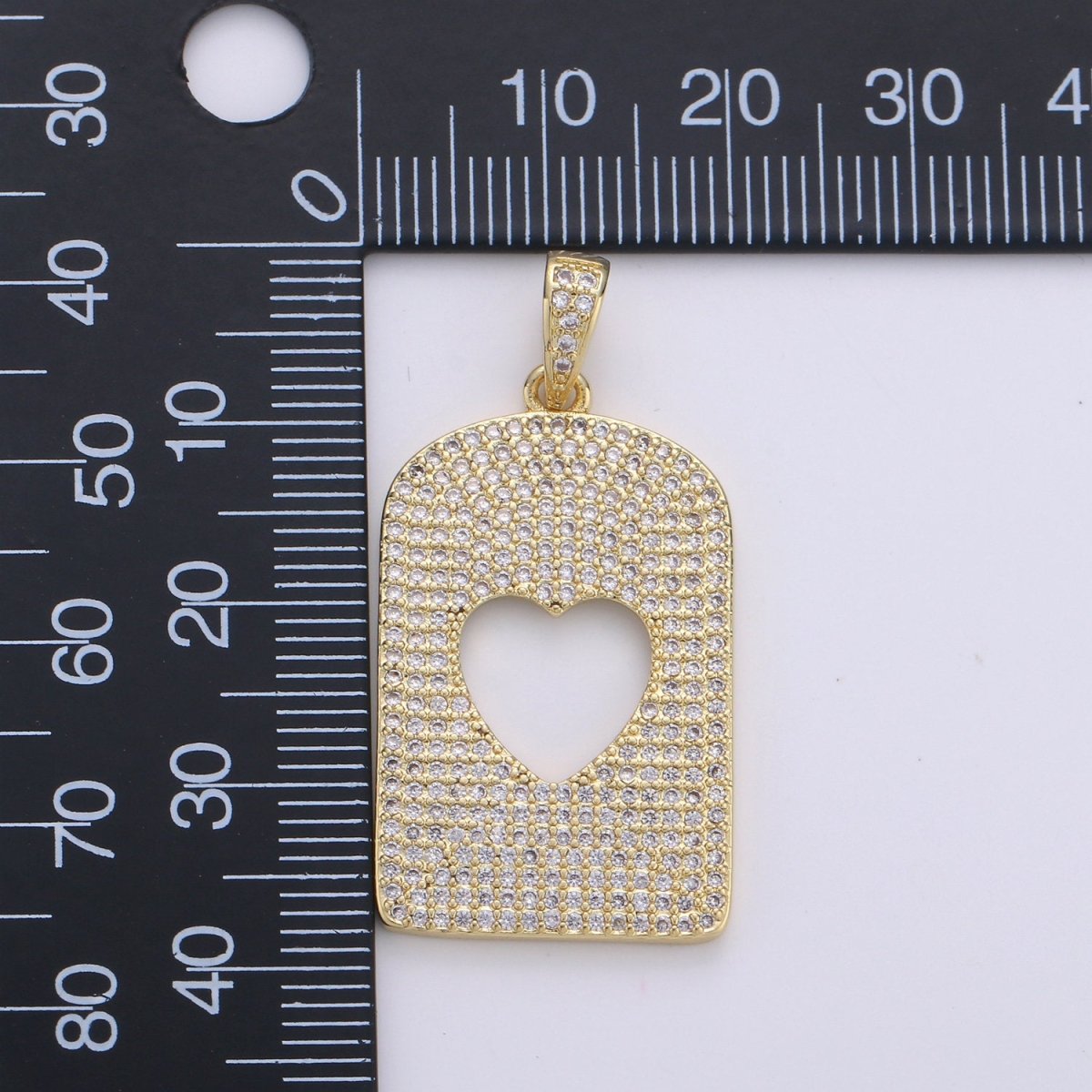 14k Gold Filled Large Heart Charm Pendant CZ Micro Pave, Gold Heart Charm, Heart Pendant, Love Necklace, Cubic Heart Charm 38x21mm D-095 - DLUXCA