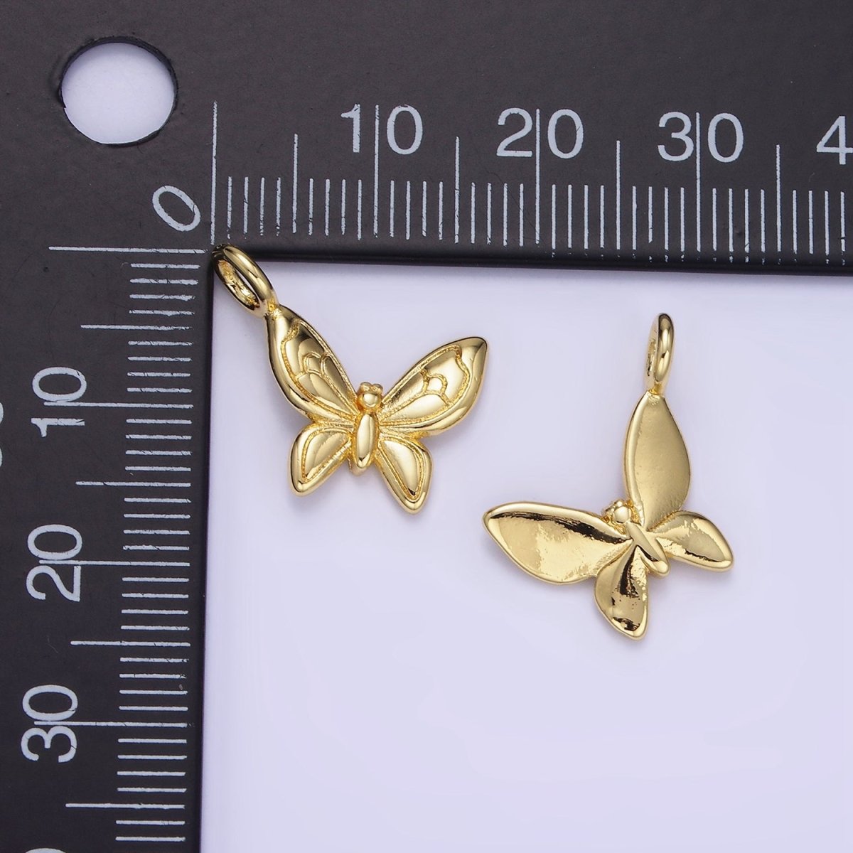 14K Gold Filled Line-Textured Butterfly Mini Charm | AG701 - DLUXCA