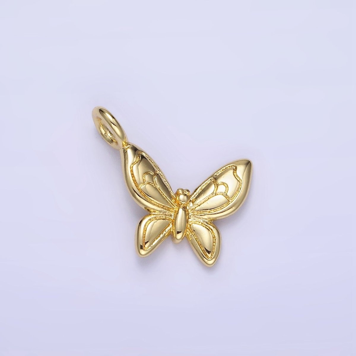 14K Gold Filled Line-Textured Butterfly Mini Charm | AG701 - DLUXCA