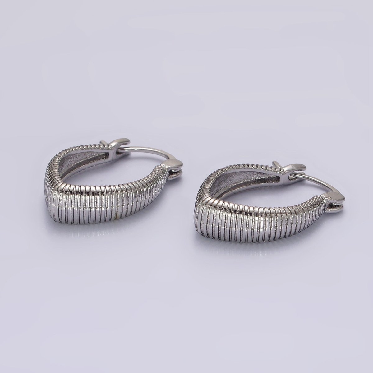 14K Gold Filled Line-Textured Sphere Latch Hoop Earrings in Gold & Silver | AE377 AE378 - DLUXCA