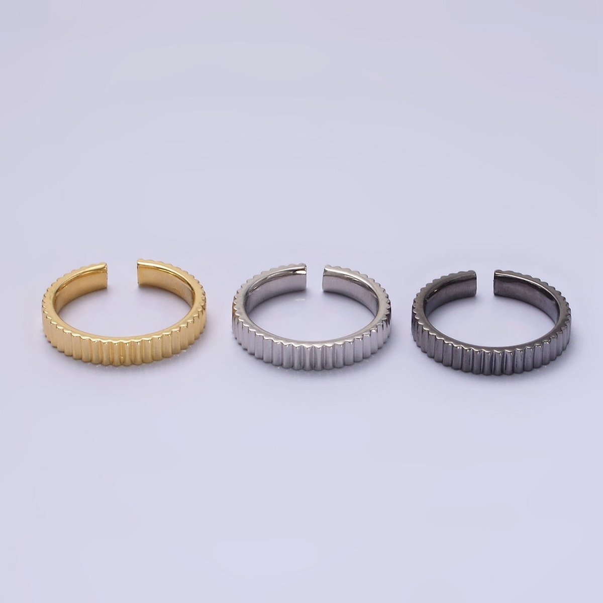 14K Gold Filled Lined Minimalist Band Ring in Gold, Silver & Black | O1181 - O1183 - DLUXCA