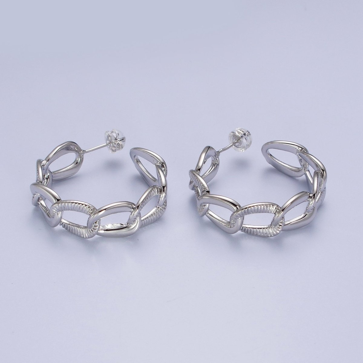 14k Gold Filled Link Chain Hoop Earring 30mm Hoops Earrings Silver Earring | AE1099 AE1100 - DLUXCA