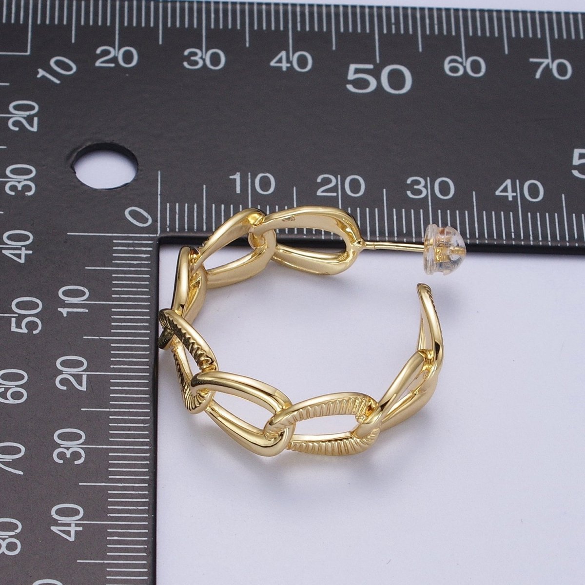 14k Gold Filled Link Chain Hoop Earring 30mm Hoops Earrings Silver Earring | AE1099 AE1100 - DLUXCA