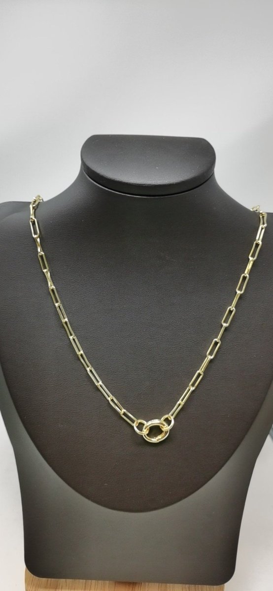 14k Gold filled Link Chain Necklace - Elongated Chain Paper clip chain necklace -Rectangle chain necklace 26" Layer Necklace - DLUXCA