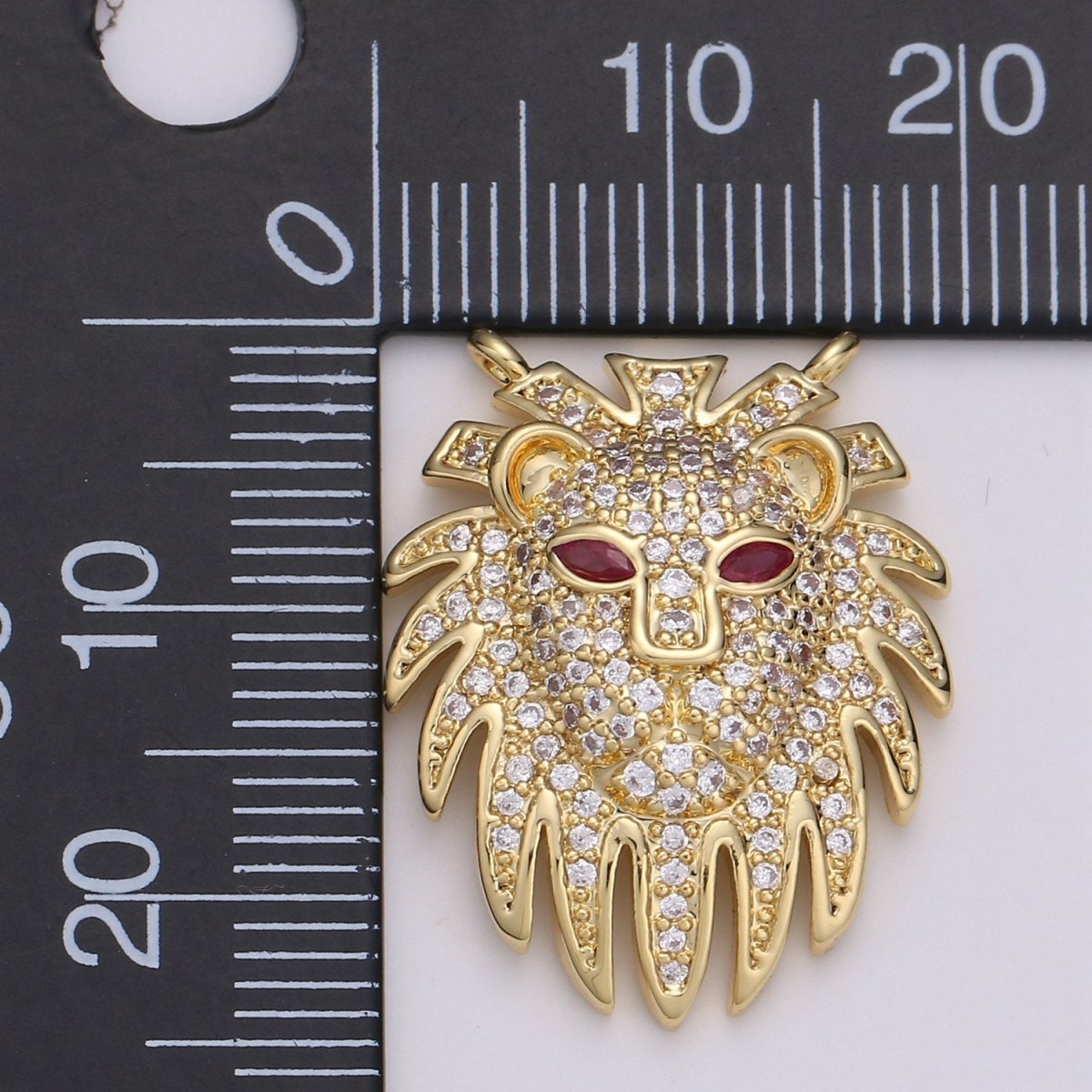 14k Gold Filled Lion Pendant Wildlife Animal Necklace Charm Micro Pave Lion Charm for Safari African Inspired Jewelry, D-473-D-474 - DLUXCA