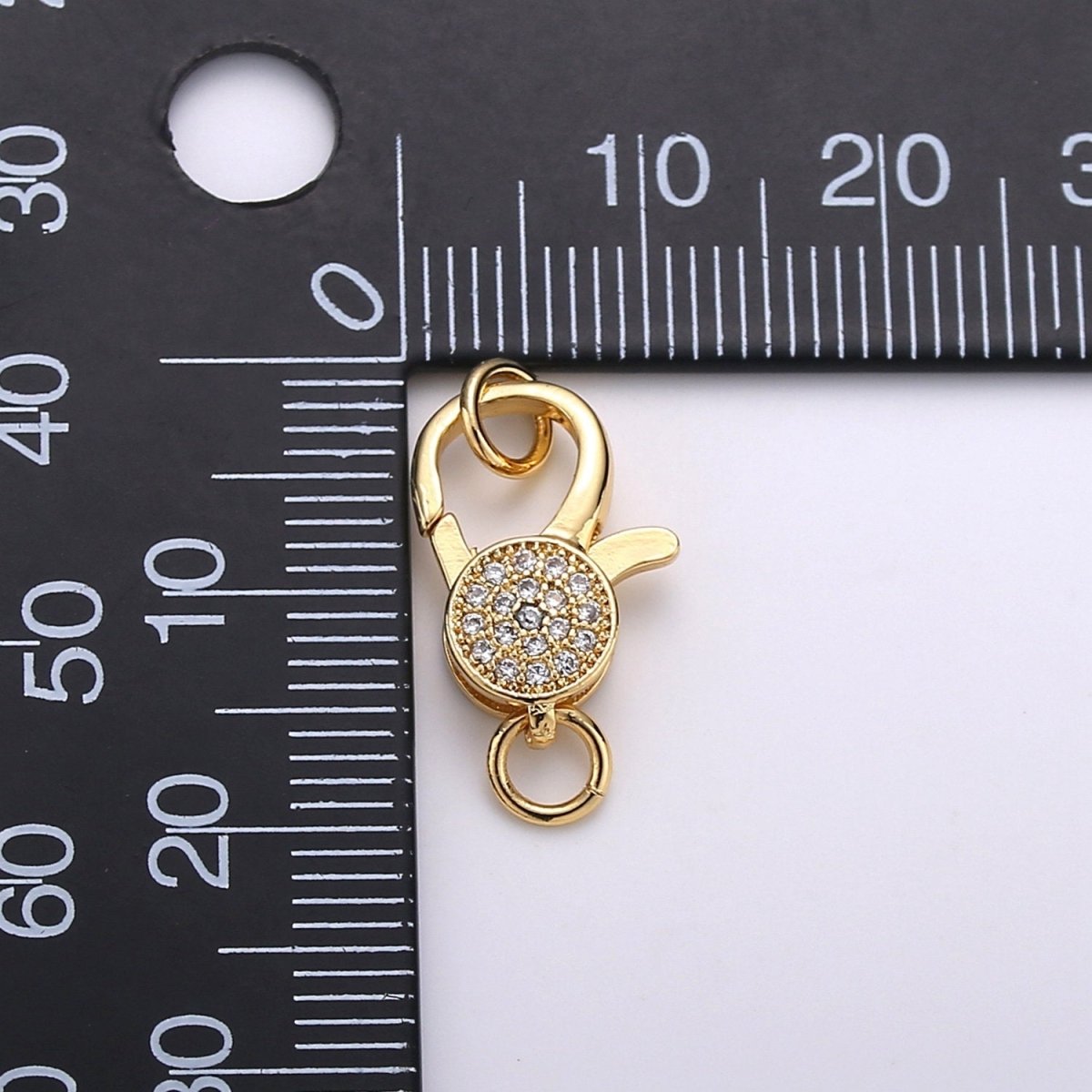 14k Gold Filled Lobster Clasp, CZ Clear Micro Pave Lobster Claw Clasp, Cubic Clasp Enhancer, DIY, Jewelry Making Supply 10x20mm K-914 - DLUXCA