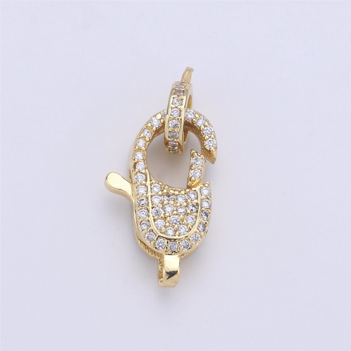 14k Gold Filled Lobster Clasp, CZ Clear Micro Pave Lobster Claw Clasp, Cubic Clasp Enhancer, DIY, Jewelry Making Supply 10x23mm K-430 K-383 - DLUXCA