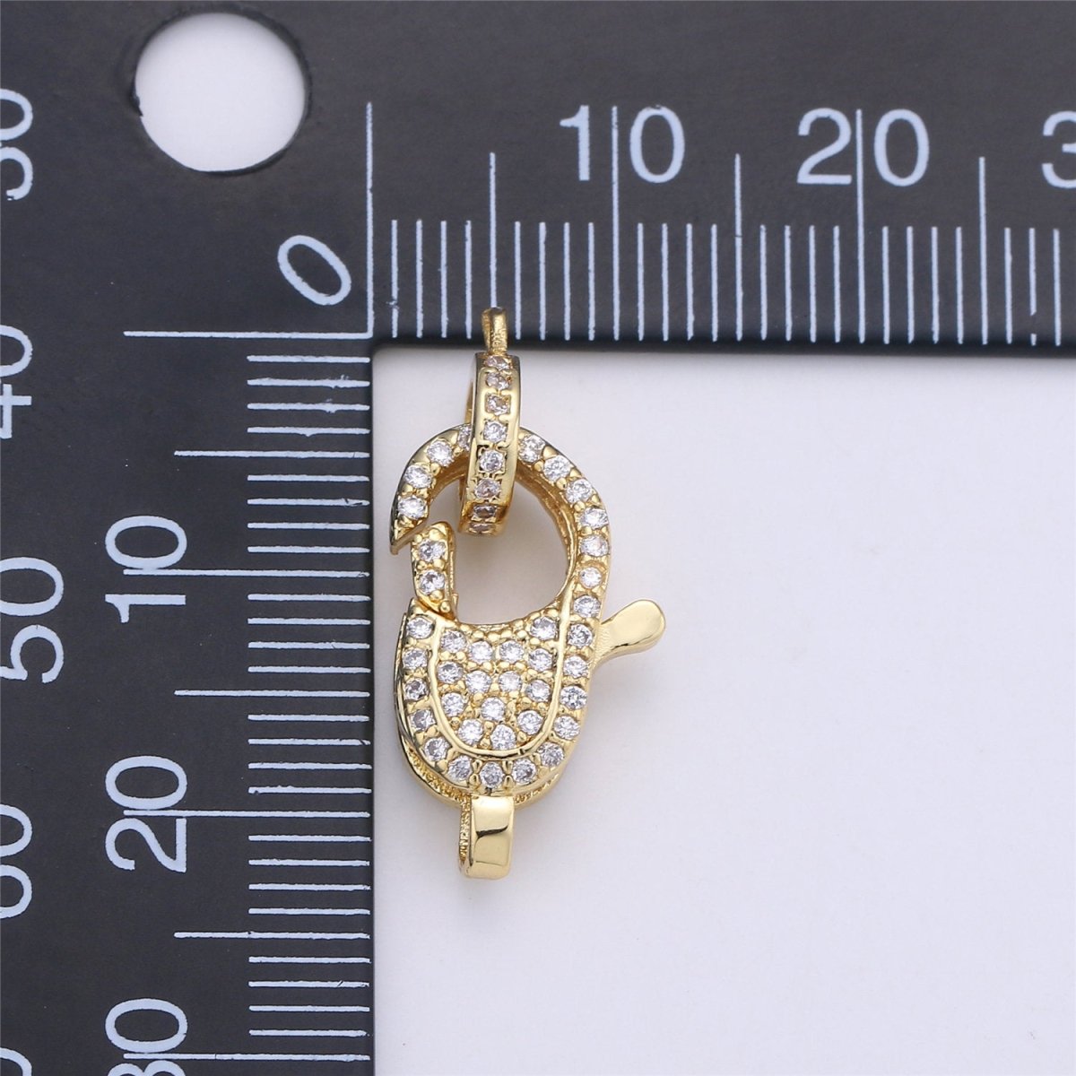 14k Gold Filled Lobster Clasp, CZ Clear Micro Pave Lobster Claw Clasp, Cubic Clasp Enhancer, DIY, Jewelry Making Supply 10x23mm K-430 K-383 - DLUXCA