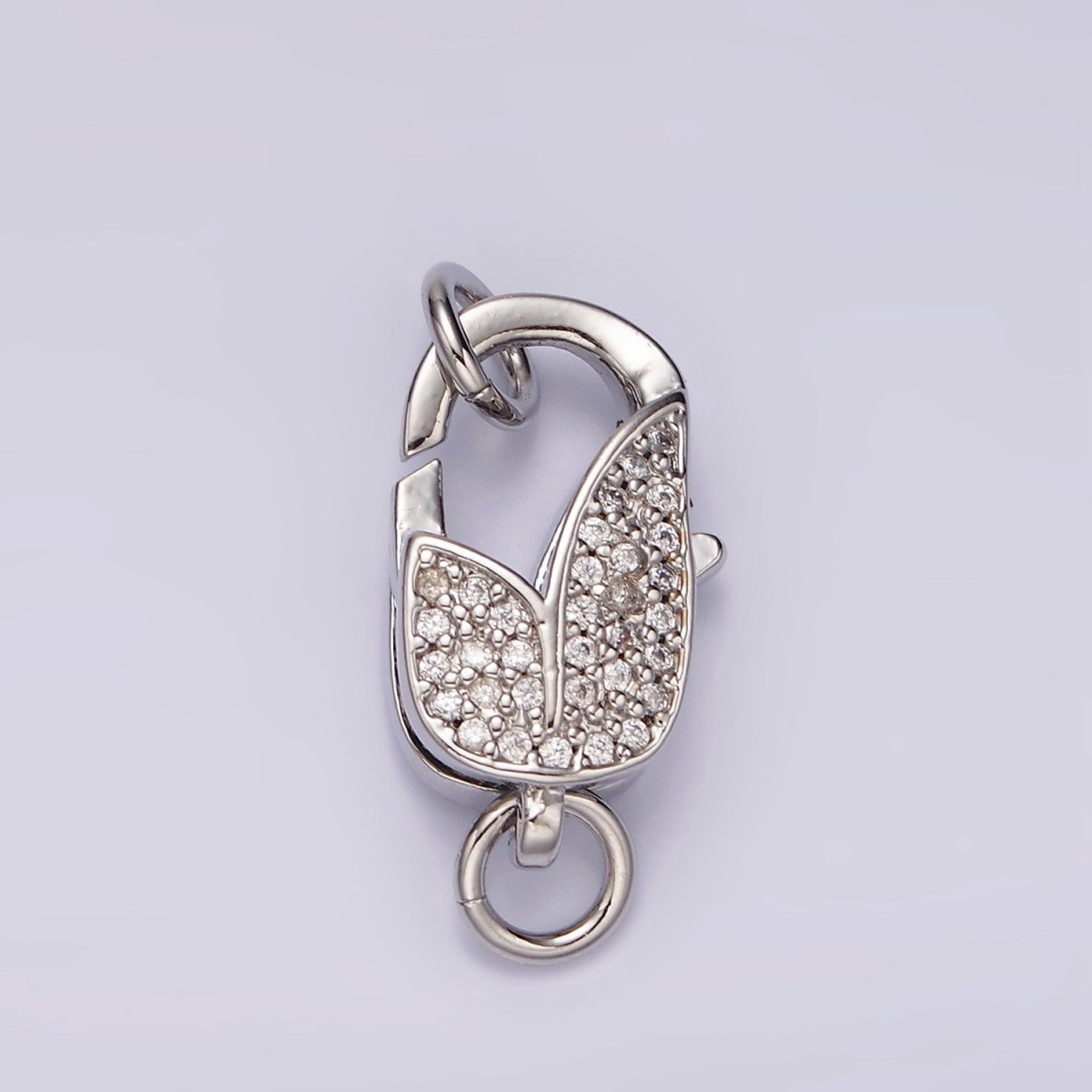 14K Gold Filled Lobster Claw Clasps Tulip Micro Paved CZ Jewelry Closure Findings Supply in Gold & Silver | Z-607 Z-608 - DLUXCA
