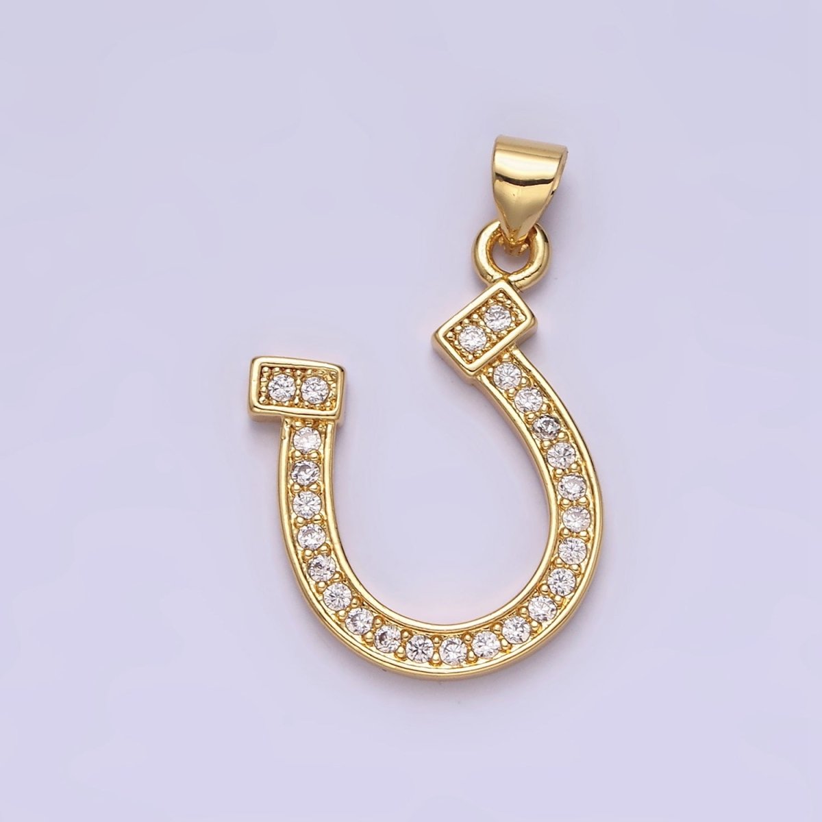 14K Gold Filled Lucky Horseshoe Micro Paved CZ Pendant | AA484 - DLUXCA
