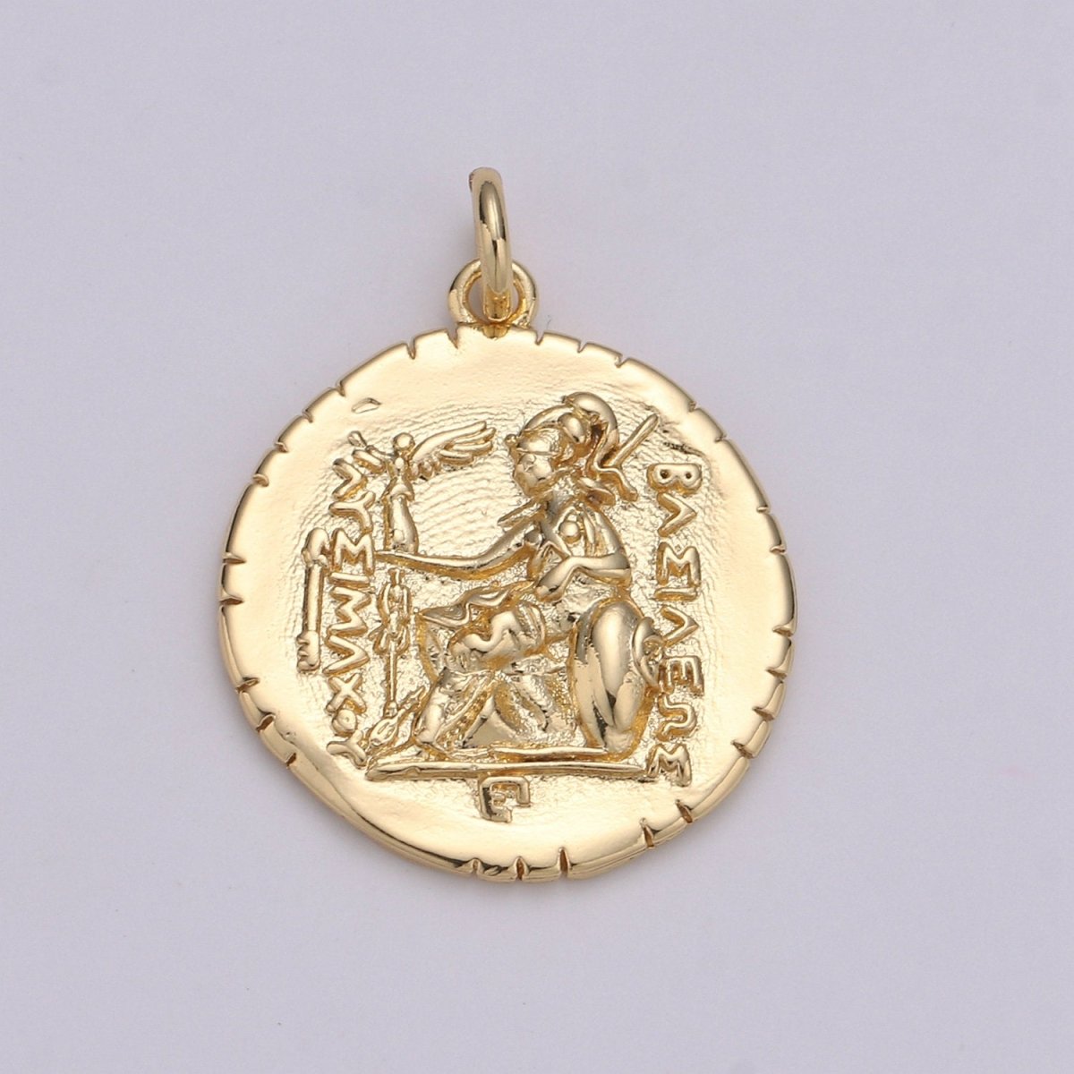 14k Gold Filled Macedonia Ancient Coin Pendant, Greek Warrior Alexander Coin Pendant, Warrior Coin Pendant, Hercules coin Pendant, D-204 - DLUXCA