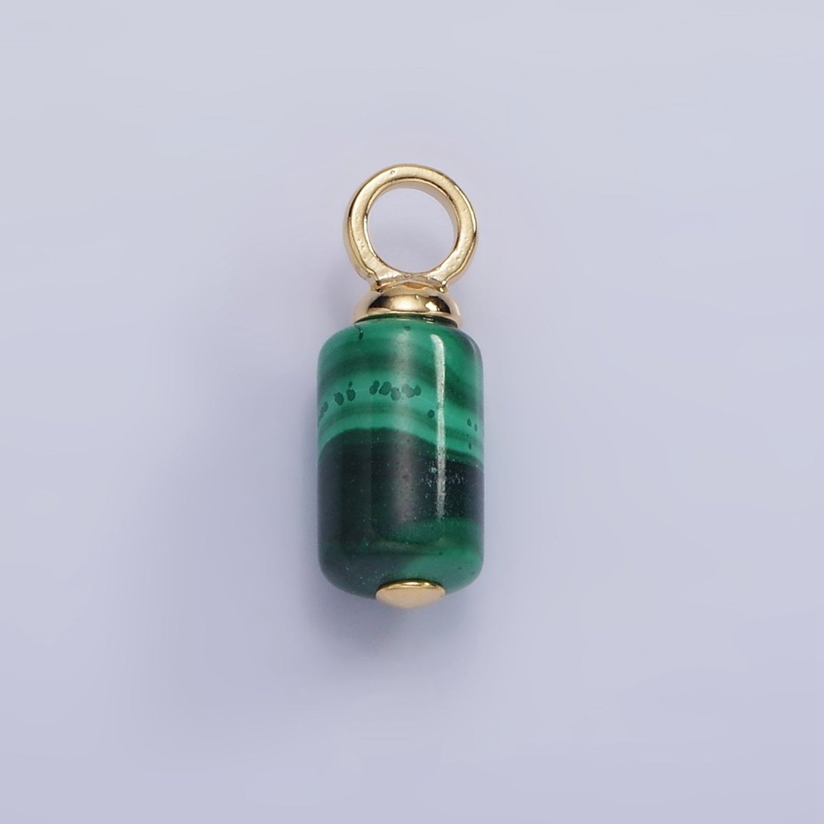 14K Gold Filled Malachite Gemstone Tube Drop Charm | AG685 - DLUXCA