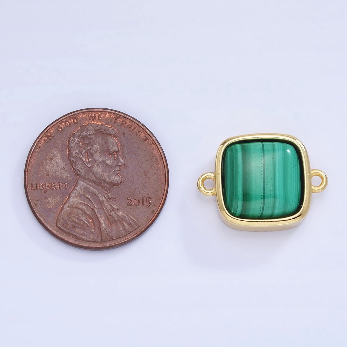 14K Gold Filled Malachite Square Bezel Connector | G333 - DLUXCA
