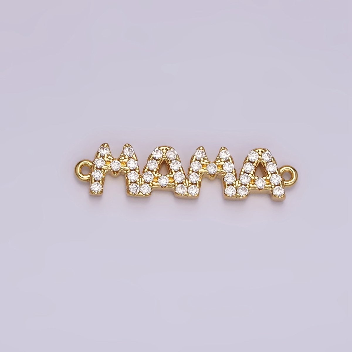 14K Gold Filled "MAMA" Micro Paved CZ Script Connector in Gold & Silver | G267 - DLUXCA