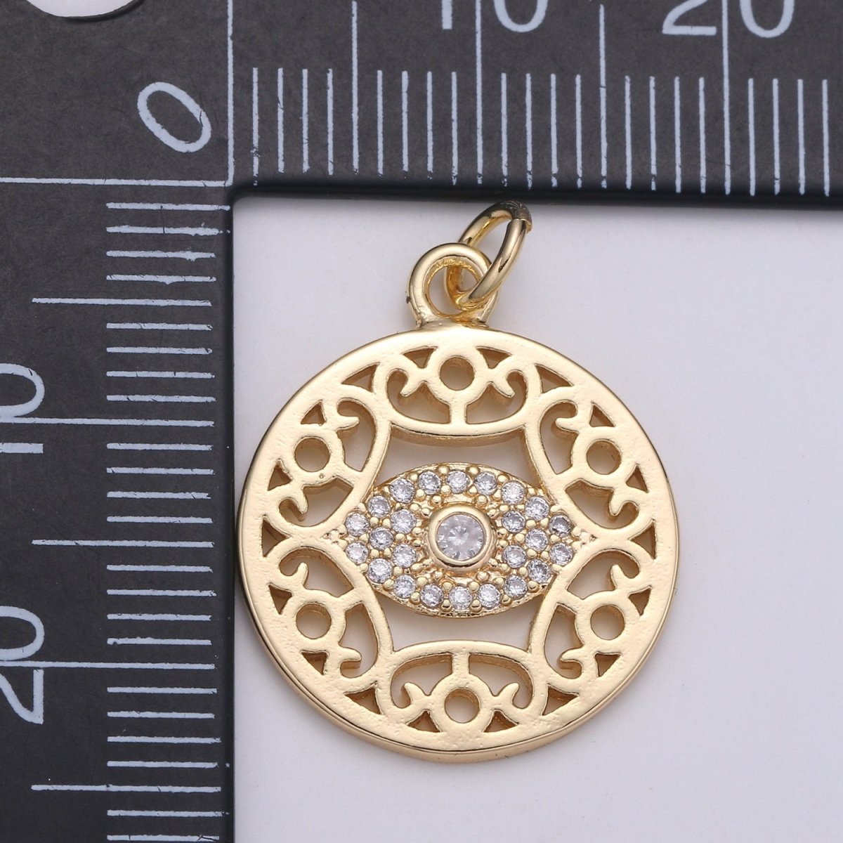 14k Gold Filled Mandala Pendant, Gold Medallion, Boho Pendant, Gold Evil EyE Charms for Earring Bracelet Necklace Jewelry Making Supply,E-095 - DLUXCA