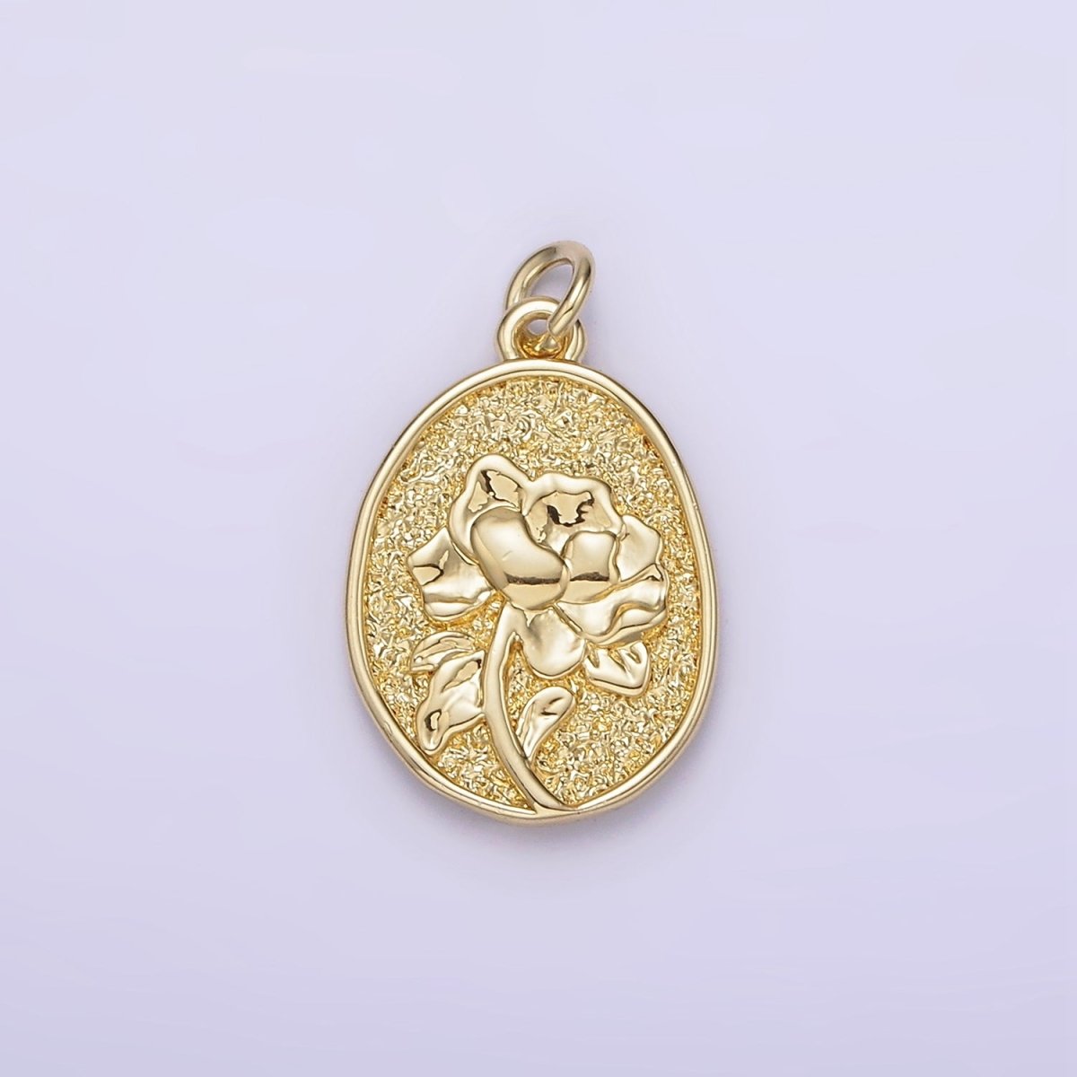 14K Gold Filled Marigold October Birth Flower Personalized Hammered Stamped Double Sided Charm | AG253 - DLUXCA