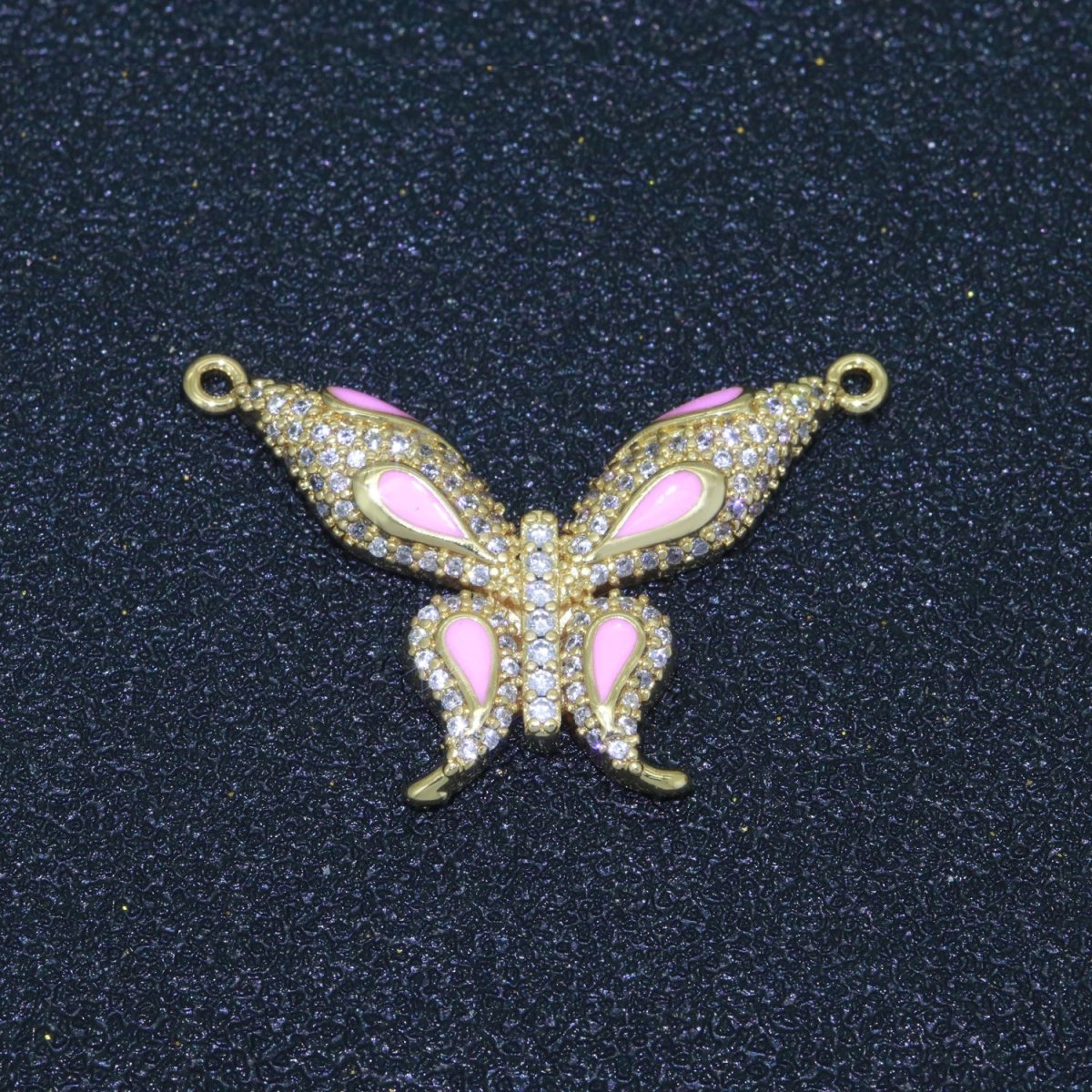 14K Gold Filled Mariposa Butterfly Charm Connector Enamel Butterfly Charm Cubic Zirconia Pendant for Necklace Component Link Connector F-892~F-901 - DLUXCA