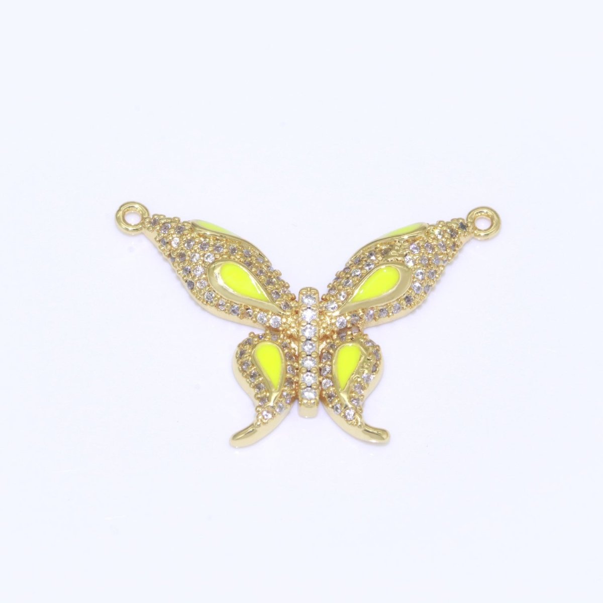 14K Gold Filled Mariposa Butterfly Charm Connector Enamel Butterfly Charm Cubic Zirconia Pendant for Necklace Component Link Connector F-892~F-901 - DLUXCA