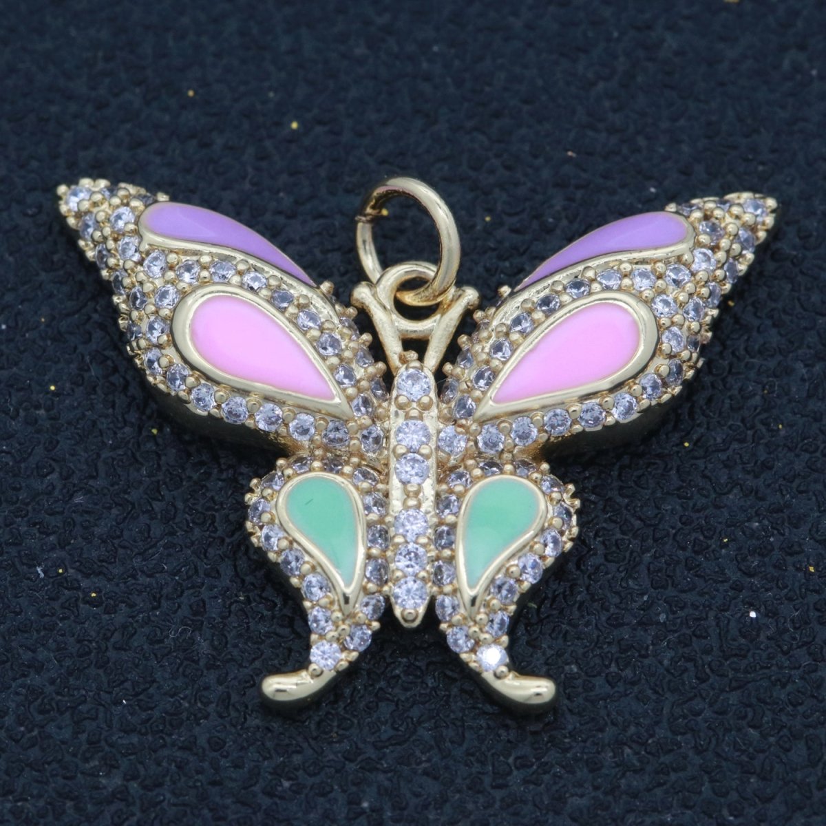 14K Gold Filled Mariposa Butterfly Charm Enamel Butterfly Pendant Cubic Zirconia Pendant for Necklace Component Monarch Insect Inspired M-613 - M-616 - DLUXCA
