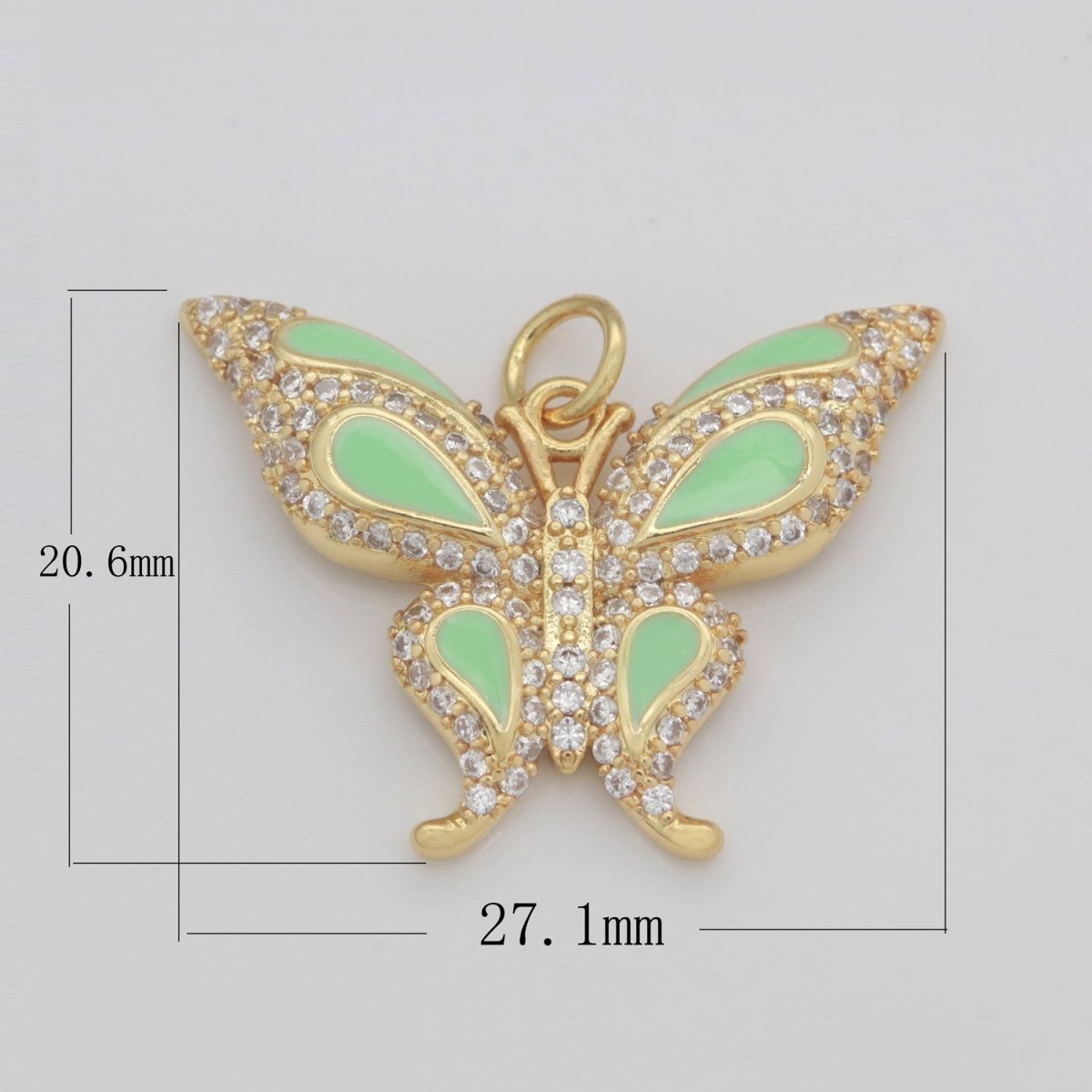 14K Gold Filled Mariposa Butterfly Charm Enamel Butterfly Pendant Cubic Zirconia Pendant for Necklace Component Monarch Insect Inspired M-613 - M-616 - DLUXCA