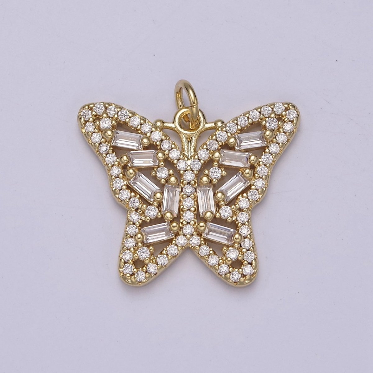 14K Gold Filled Mariposa Pendant Cubic Gold Butterfly Charm C-187 - DLUXCA