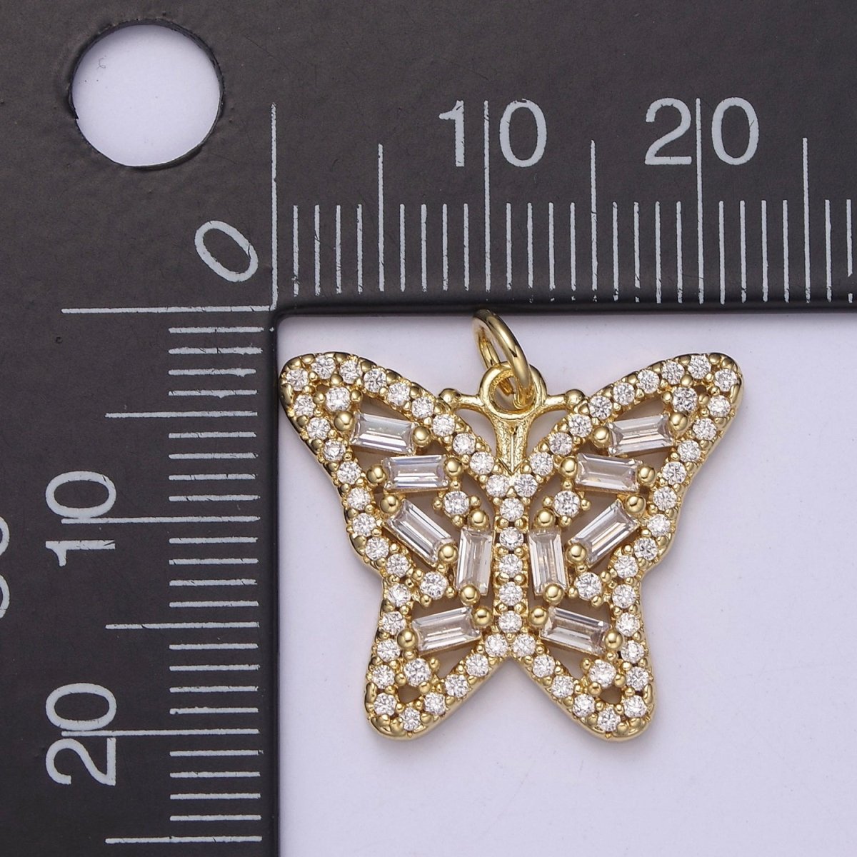 14K Gold Filled Mariposa Pendant Cubic Gold Butterfly Charm C-187 - DLUXCA
