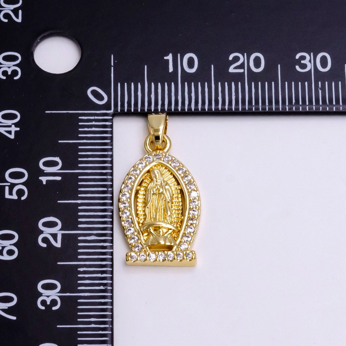 14K Gold Filled Mary Lady Guadalupe Micro Paved CZ Pendant | N1456 - DLUXCA