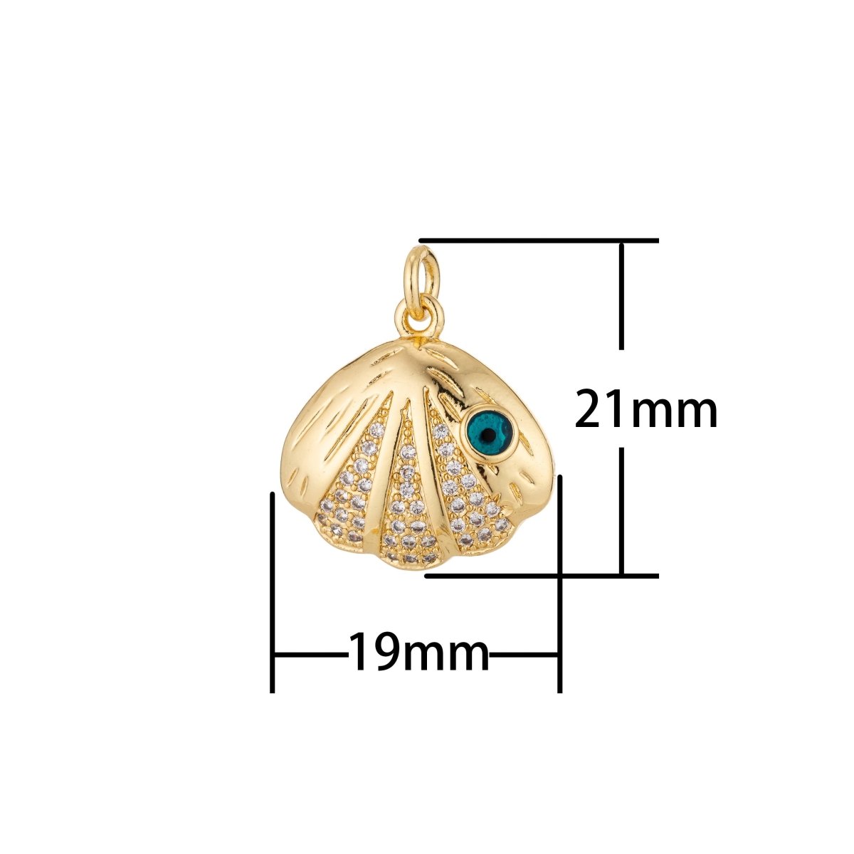 14K Gold Filled Micro Pave Clam Shell Charm, Cubic Zirconia DIY Handmade Bracelet Layering Necklace Pendant Earring Charm for Jewelry MakingC-262 - DLUXCA