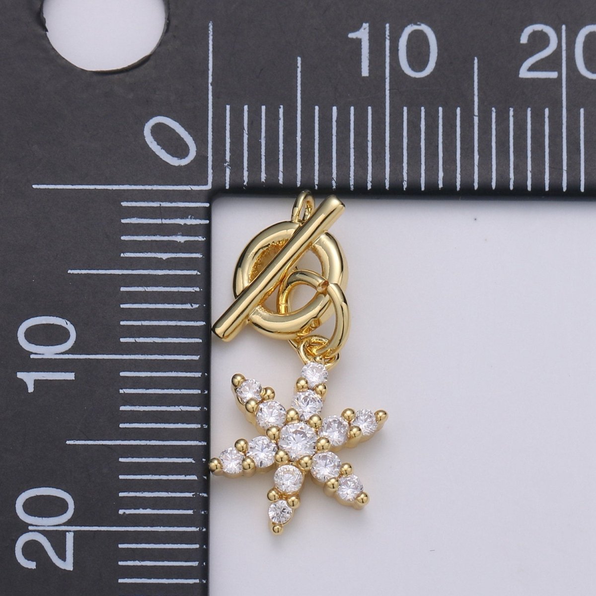 14k Gold Filled Micro Pave CZ Clear Snow Flake Pendant Charm, Micro Pave CZ Flower Pendant Charm, Gold Filled Pendant, For DIY Jewelry D-621 - DLUXCA