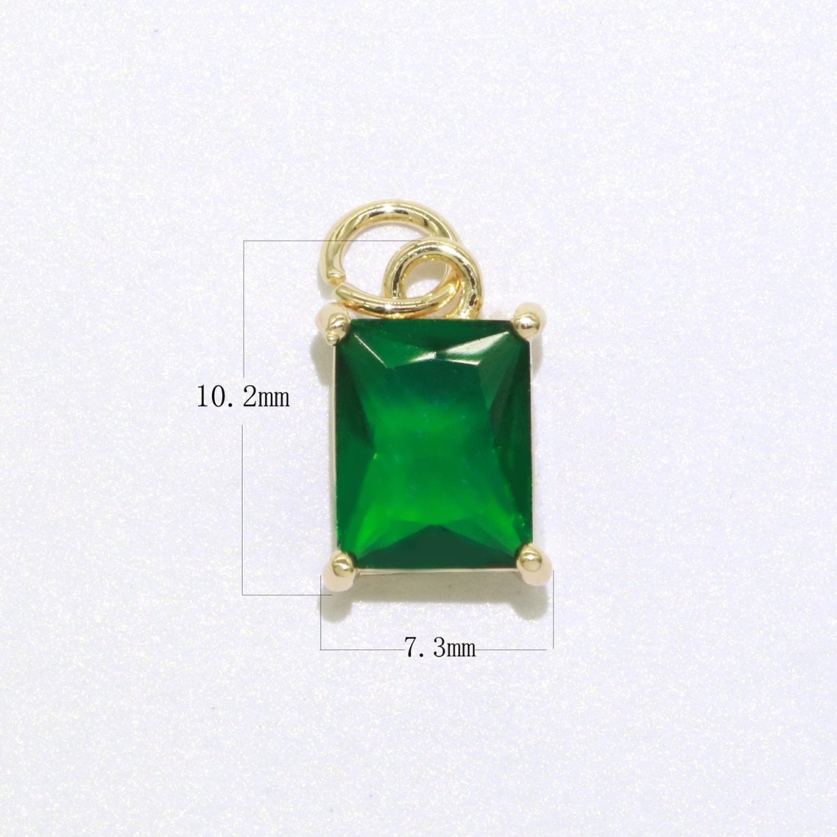 14k Gold Filled Micro Pave CZ Geometric Pendant Charm Emerald Cut Birthstone Add on charm E-881-E-891 C-369 - DLUXCA