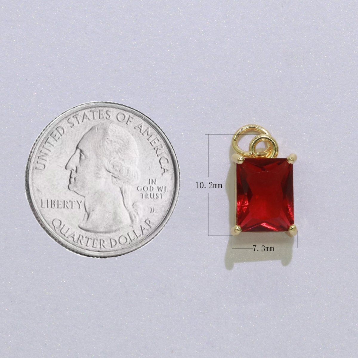 14k Gold Filled Micro Pave CZ Geometric Pendant Charm Emerald Cut Birthstone Add on charm E-881-E-891 C-369 - DLUXCA
