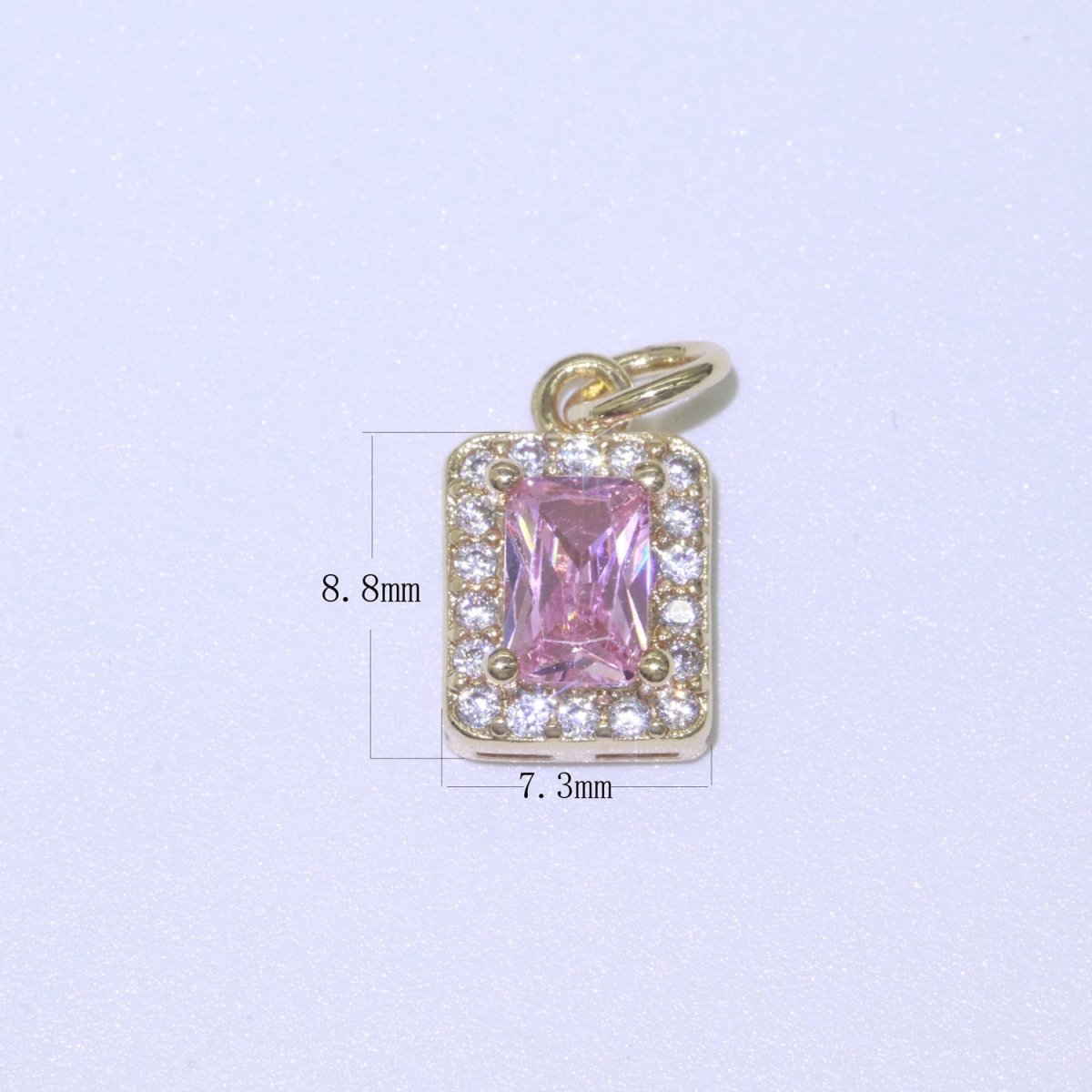 14k Gold Filled Micro Pave CZ Geometric Pendant Charm Emerald Cut Pendant Charm Geometric DIY Jewelry 8.8x7.3mm M-189-M-202 - DLUXCA