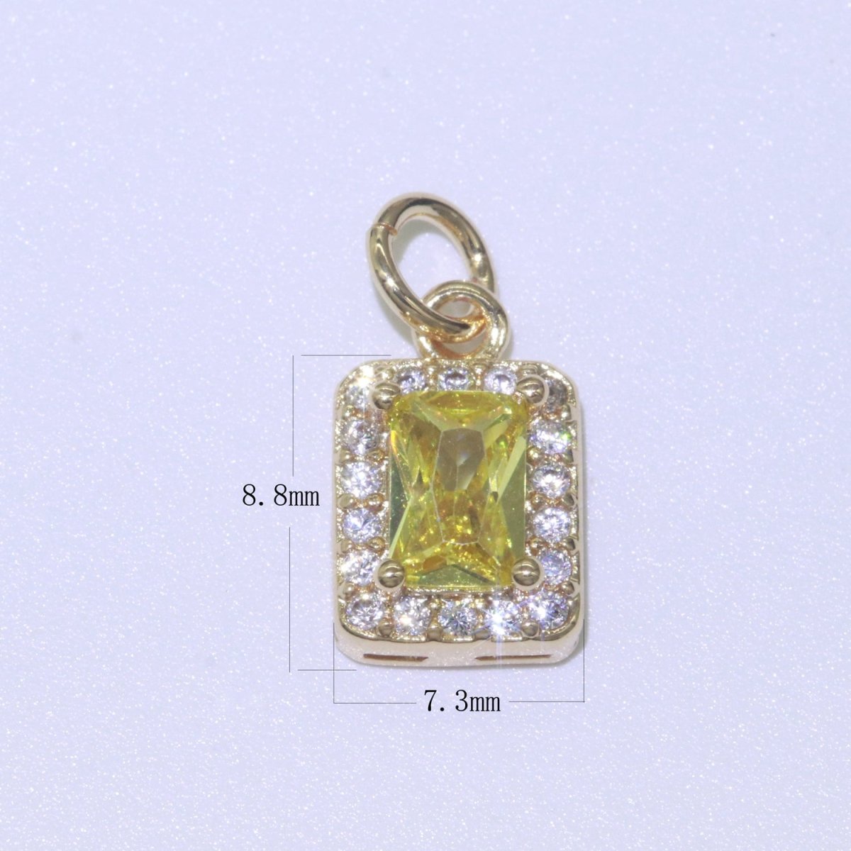 14k Gold Filled Micro Pave CZ Geometric Pendant Charm Emerald Cut Pendant Charm Geometric DIY Jewelry 8.8x7.3mm M-189-M-202 - DLUXCA