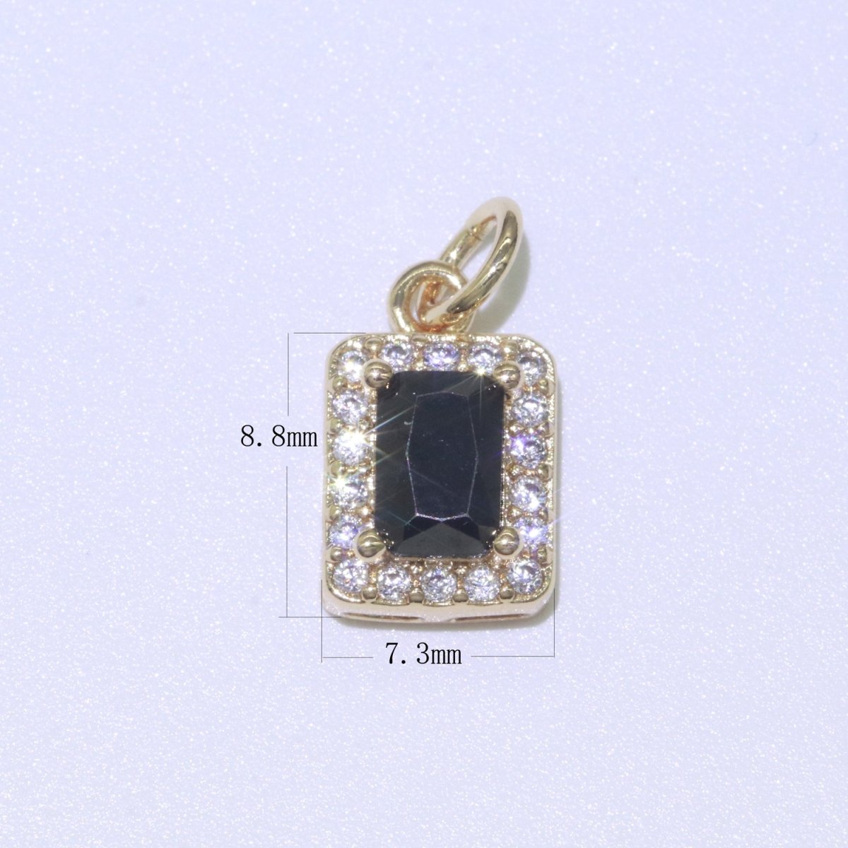 14k Gold Filled Micro Pave CZ Geometric Pendant Charm Emerald Cut Pendant Charm Geometric DIY Jewelry 8.8x7.3mm M-189-M-202 - DLUXCA