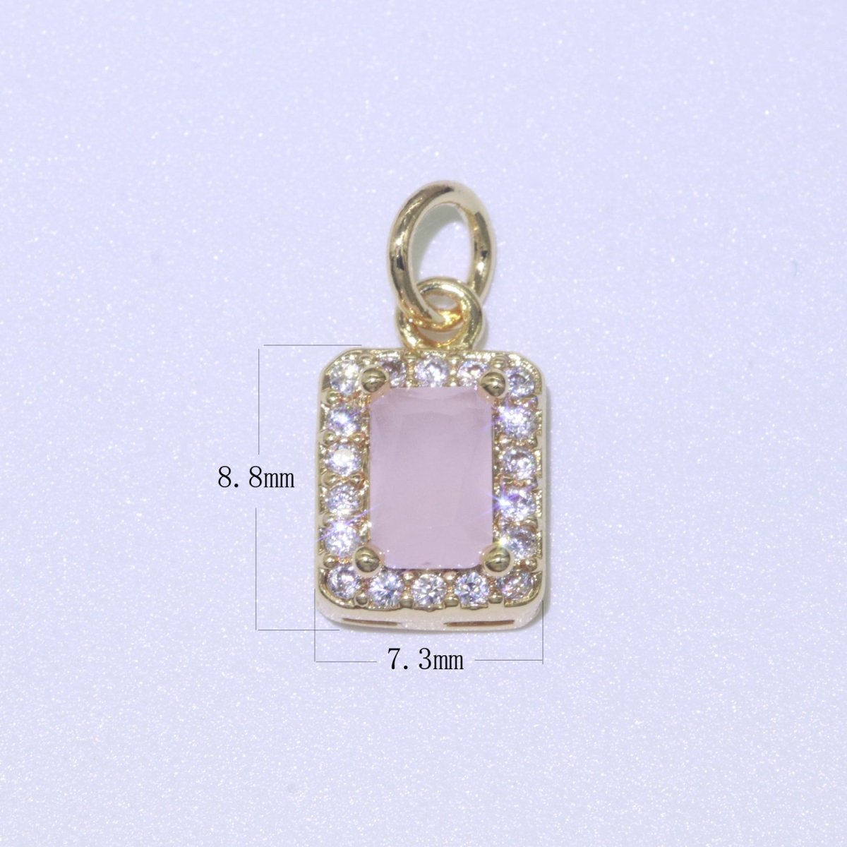 14k Gold Filled Micro Pave CZ Geometric Pendant Charm Emerald Cut Pendant Charm Geometric DIY Jewelry 8.8x7.3mm M-189-M-202 - DLUXCA