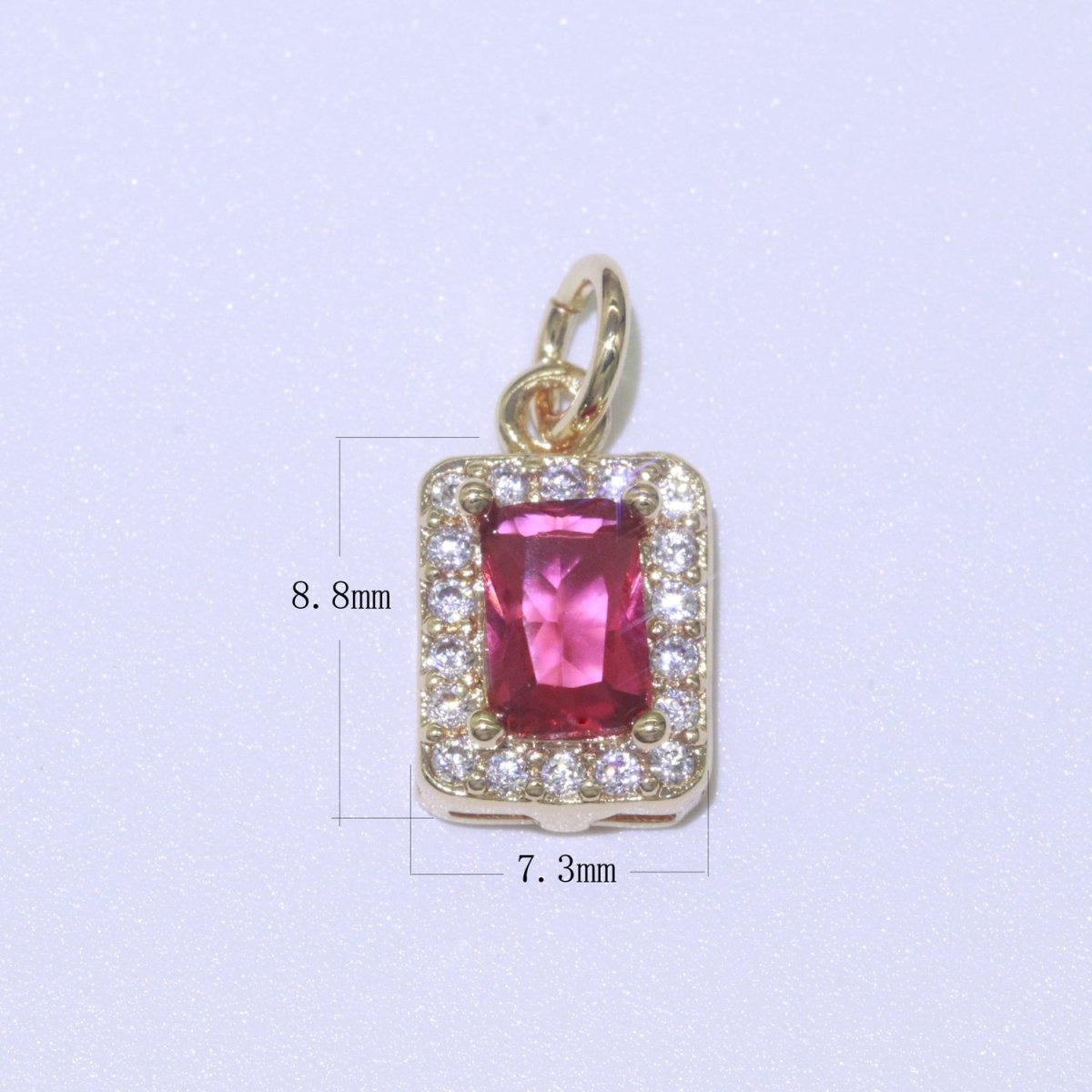 14k Gold Filled Micro Pave CZ Geometric Pendant Charm Emerald Cut Pendant Charm Geometric DIY Jewelry 8.8x7.3mm M-189-M-202 - DLUXCA